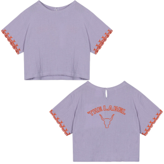 Alix Mini T-shirt paars The Label met broderie