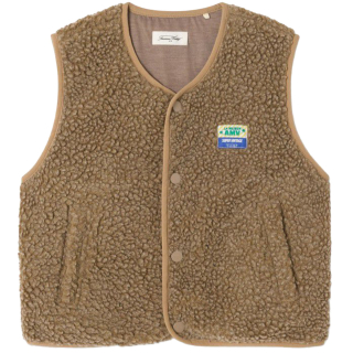 American Vintage Hoktown Teddy Bodywarmer Muscade Chine voorzijde