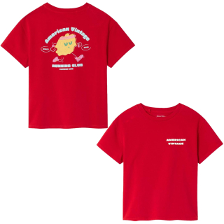 American Vintage T-shirt rood Running Club kinder T-shirt met oversized pasvorm