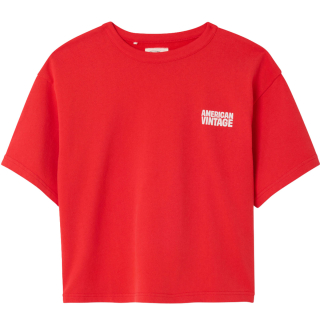 American Vintage T-shirt rood met Strawberry-logo voorkant