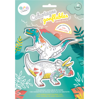 Ara Creative opblaasbare kleurplaat dino’s Creart Dinos + Foam Stickers verpakking – creatief speelgoed vanaf 3 jaar