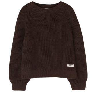 Baje Studio trui brown choco ribgebreide structuur detail