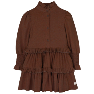 Baje Studio Moule jurk copper brown gesmokte mouw