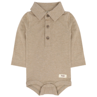 Baje Studio baby romper taupe knoopsluiting en polo kraag
