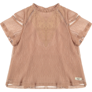 Baje Studio T-shirt Bruin Kant Lou Rose Amber