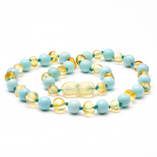 Barnsteen Ketting Lemon Licht Blauw