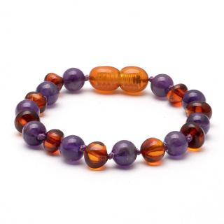 Barnsteen Armband Cognac Paars