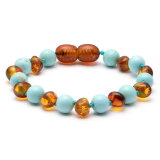 Barnsteen Armband Cognac Blauw