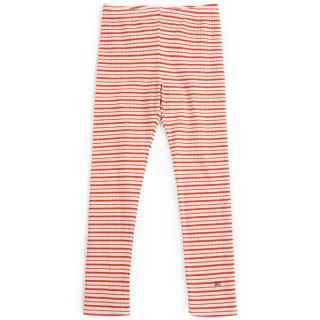 Bobo Choses Legging Rood Beige Gestreept met smalle rode strepen, ribstructuur en kleine BC-opdruk