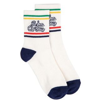 Bobo Choses sokken creme/blauw met strepen en logoprint