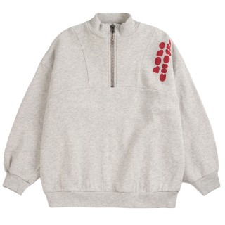 Bobo Choses Sweater Bolder Half Zipped Grijs Rood