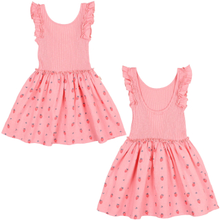 Buho Barcelona jurk roze aardbeienprint