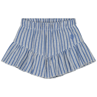 Charlie Petite Broek Rok Blauw/Creme Strepen Ruffle