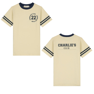 Charlie Petite Jurk Creme/Blauw Charlie's Club