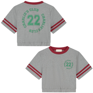 charlie Petite T-shirt grijs rood Charlie’s Club Lianne voorkant meiden shirt charlie petite