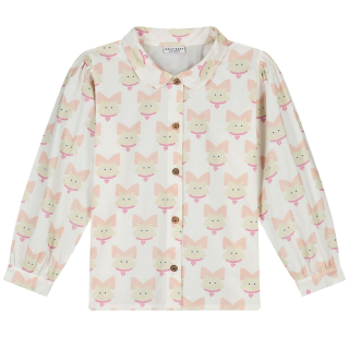 Daily Brat Blouse Creme/Roze Kitty Cat