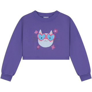Daily Brat Cropped Sweater Heartbreaker Meow Paars