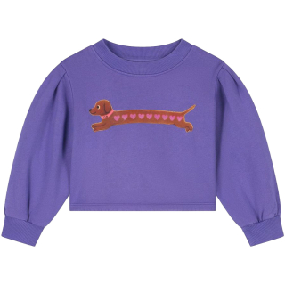Daily Brat Cropped Sweater Hond Hartjes Paars