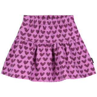 Daily Brat Rok Hartjes paars met all-over donkerpaarse hartjesprint en elastische taille