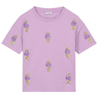 Daily Brat T-shirt Paars Ijsjes Pailletten