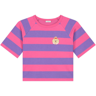Daily Brat T-shirt Roze/Paars Hond Strepen