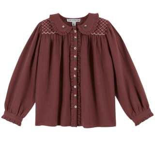 Emile Et Ida Blouse Bruin Bloemen Ruffle