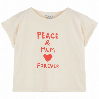 Emile Et Ida T-shirt Creme/Roze Peace & Mum Forever