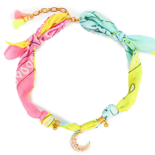 Feestbeest Bandana Ketting Roze/Geel/Groen