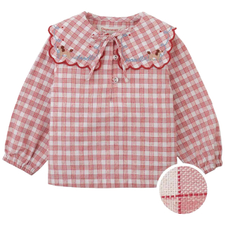 Gingersnaps Baby Blouse Gracia Geruit Rood Poedel met rood-witte ruit en brede geschulpte matrozenkraag.