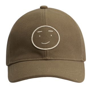 Gray Label pet bruin woody van stevig katoen met geborduurde smiley op de voorzijde en gebogen klep