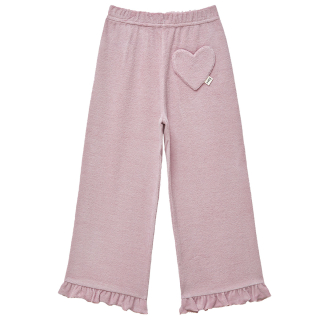 House Of Jamie Broek Wide Paars Ruffle Badstof