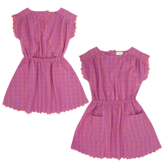 Jenest Jurk Paars/Roze Ruiten