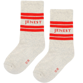 Jenest Sok Grijs/Rood Strepen Jenest