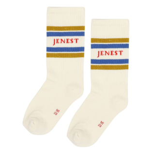 Jenest sport socks off white blue gold kindersokken strepen Pudilo