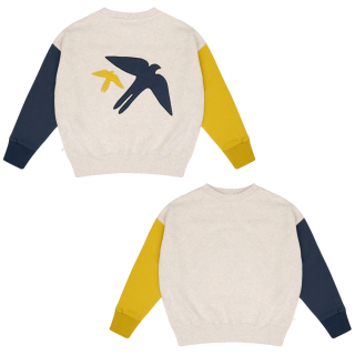 Jenest Sweater Beige/Blauw/Geel Vogel