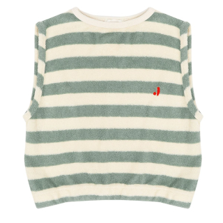 Jenest Eve sleeveless t-shirt sage green off white stripe