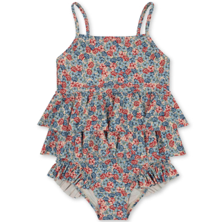 Konges Slojd Badpak Blauw/Rood Bloemenprint Rosie Blue