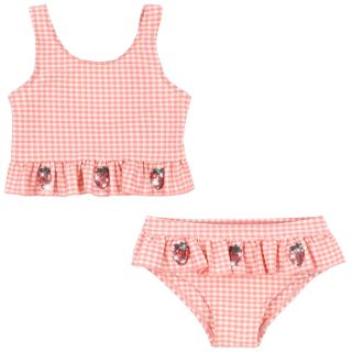 Konges Slojd Bikini Roze/Creme Geruit Aardbei Pailletten