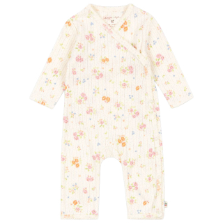 Konges Slojd boxpak Nonoka crème met roze bloemen, baby boxpak met lange mouwen