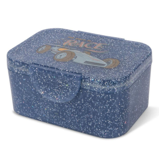 Konges Slojd Broodtrommel Blauw Race Auto Glitter