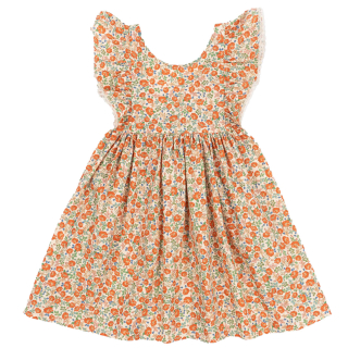Konges Slojd Jurk Beige/Rood/Groen Bloemen Kaluka