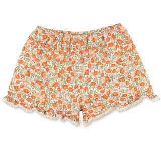 Konges-Slojd-Korte-Broek-Beige-Rood-Groen-Bloemen-Kaluka-Ruffle