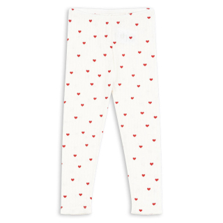 Konges Slojd Legging Wit/Rood Hartjes Pointelle
