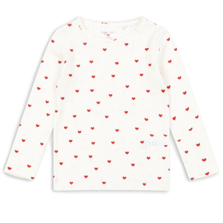 Konges Slojd Longsleeve Wit/Rood Hartjes