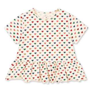 Konges Slojd T-shirt Creme/Rood/Blauw Hartjes