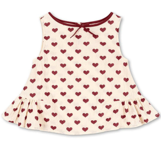 Konges Slojd Top Creme/Rood Hartjes