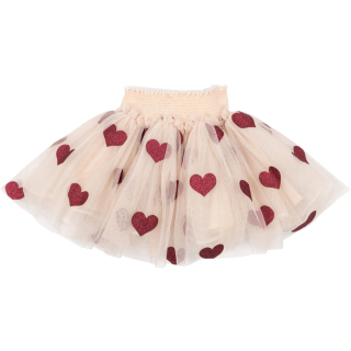 Konges Slojd Tule Rok Hartjes Glitter Creme Rood