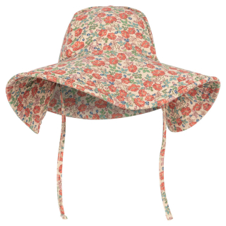 Konges Slojd Zonnehoed Beige/Rood/Groen Bloemen Kaluka