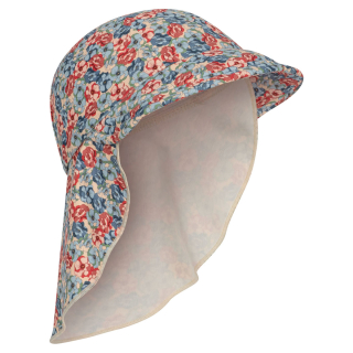 Konges Slojd Zonnehoed Blauw/Rood Bloemenprint Rosie Blue