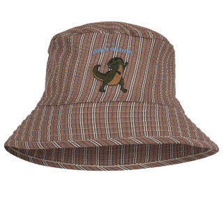 Konges Slojd Zonnehoed Bruin/Creme/Blauw Dino Strepen